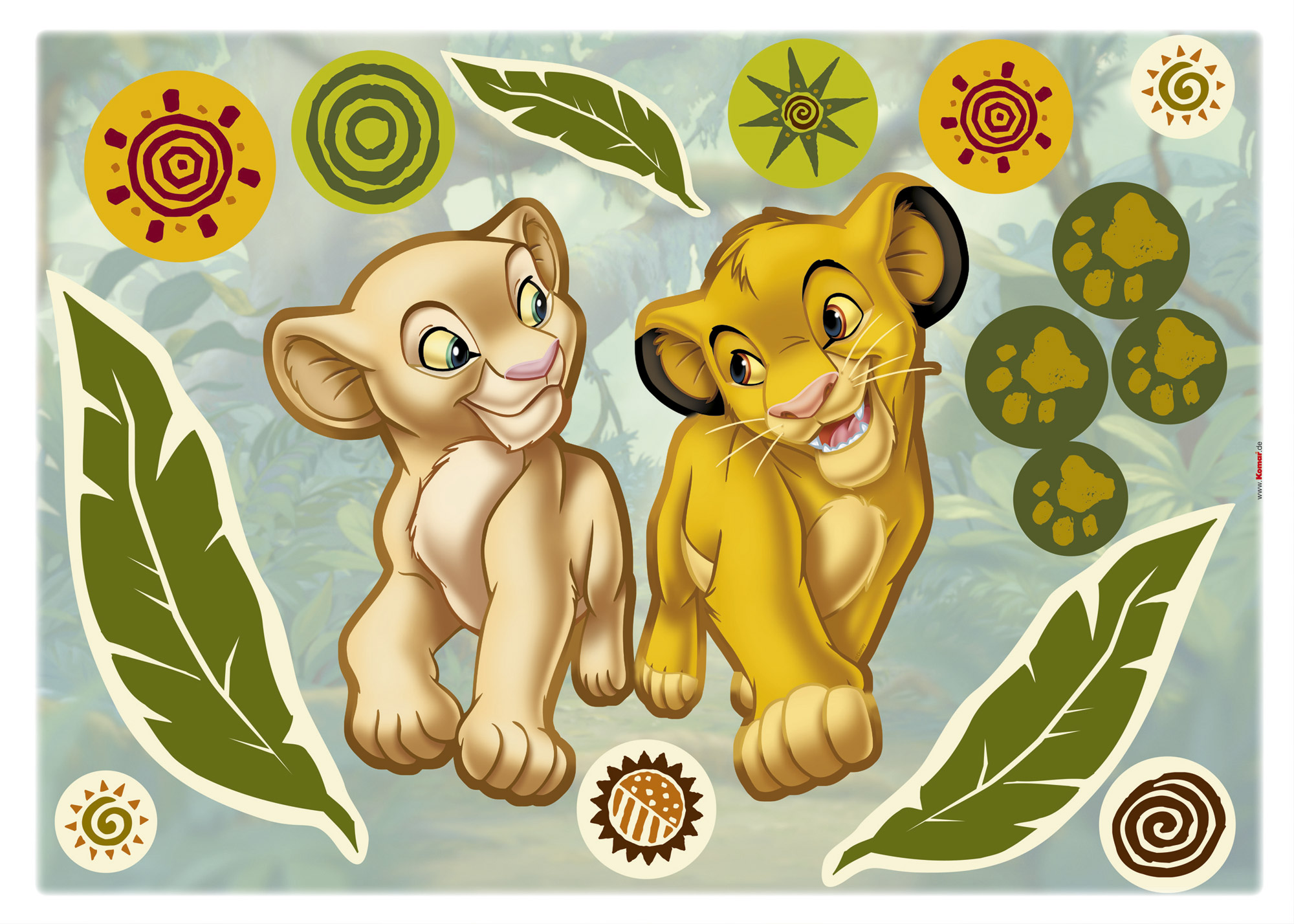 Wandsticker Simba And Nala Von Komar Disney Im mittelpunkt von disney's koenig der loewen steht dabei eine ganz besondere fabel, die den ewigen kreislauf des lebens widerspiegelt. wandtattoo simba and nala