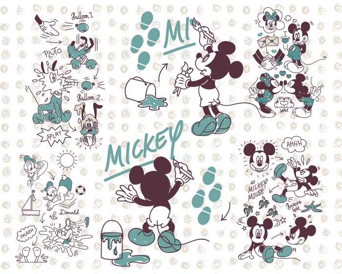 Digitaldrucktapete Mickey and Friends