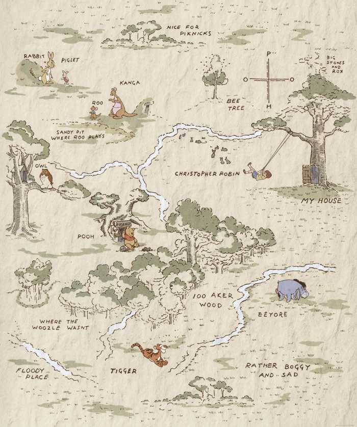 Digitaldrucktapete Winnie the Pooh Map