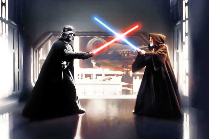Premium Vlies Star Wars Vader vs. Kenobi