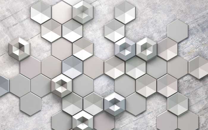 Premium Vlies Hexagon Concrete
