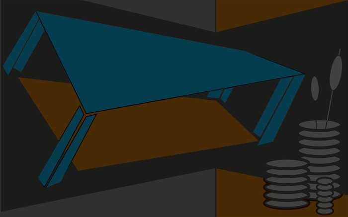 Digitaldrucktapete Perspective Table bleu-grey-mocca