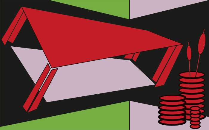 Digitaldrucktapete Perspective Table red-green-rose