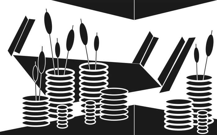 Digitaldrucktapete Perspektive Vases black-white