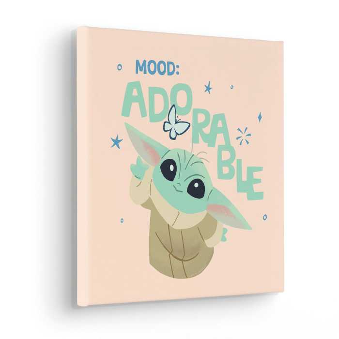Vlies Bild auf Keilrahmen/ Echtholzrahmen The Mandalorian - Little Grogu Adorable