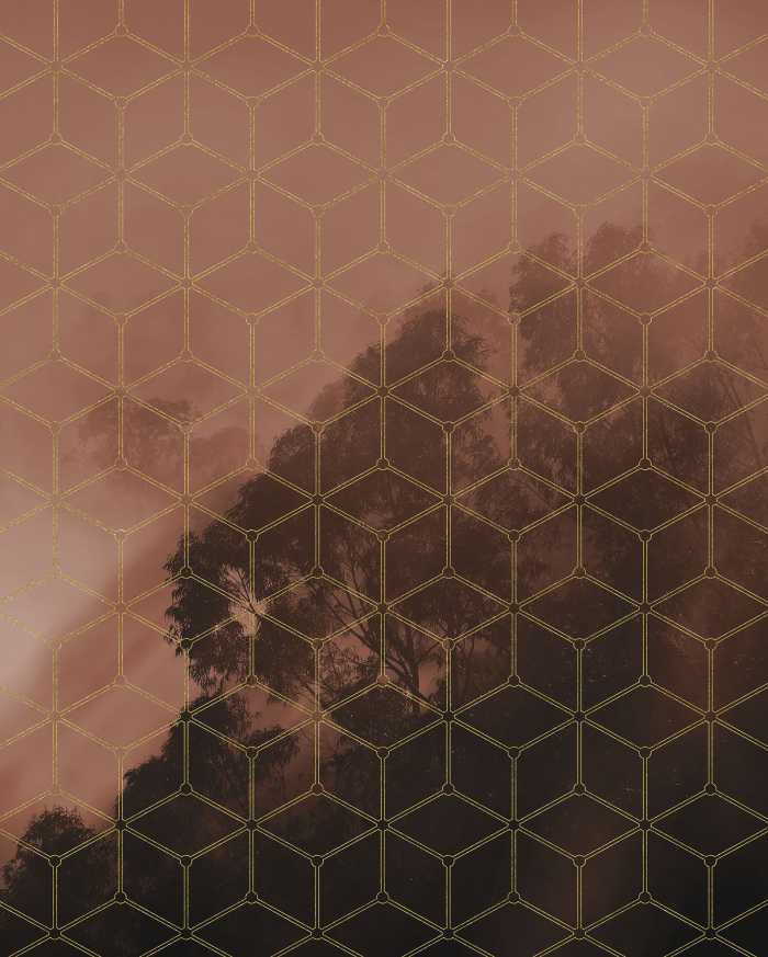 Digitaldrucktapete Golden Grid
