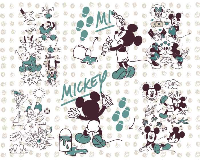 Digitaldrucktapete Mickey and Friends