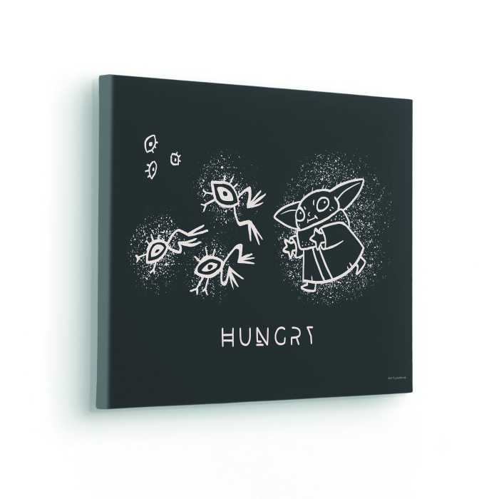 Vlies Bild auf Keilrahmen/ Echtholzrahmen The Mandalorian - Grogu Snackin'