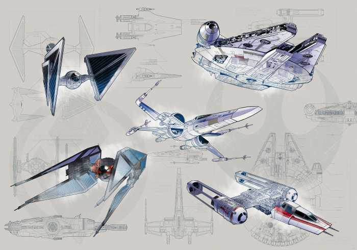 Digitaldrucktapete Star Wars Blueprint Light