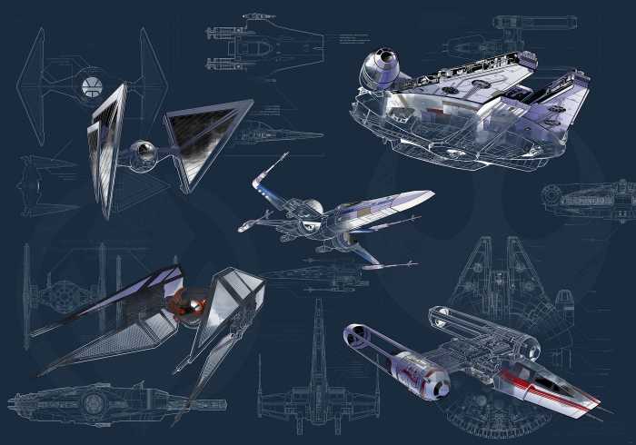 Digitaldrucktapete Star Wars Blueprint Dark