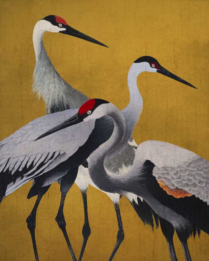 Digitaldrucktapete Yellow Cranes
