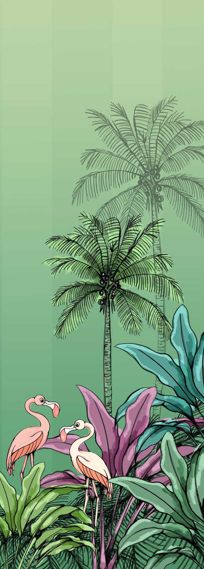 Digitaldrucktapete Jungle Flamingo