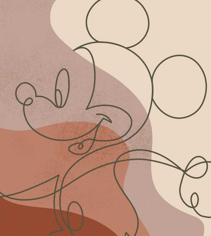 Digitaldrucktapete Mickey Line Drawing