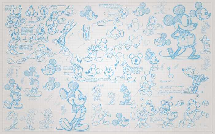 Digitaldrucktapete Mickey Sketches