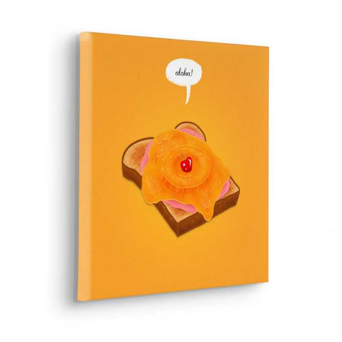 Vlies Bild auf Keilrahmen/ Echtholzrahmen Toast Hawaii