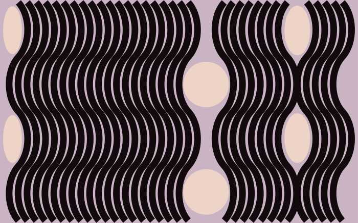 Digitaldrucktapete Wave rose-black-apricot