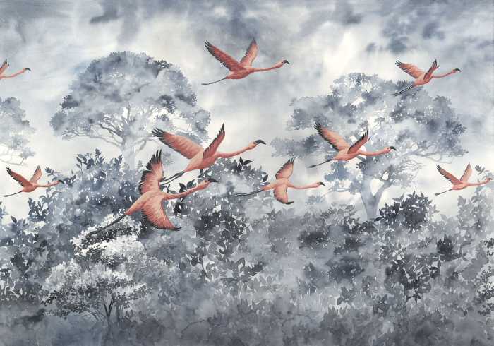 Digitaldrucktapete Flamingos in the Sky
