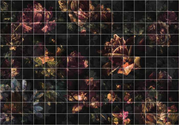 Digitaldrucktapete Tiles Flowers