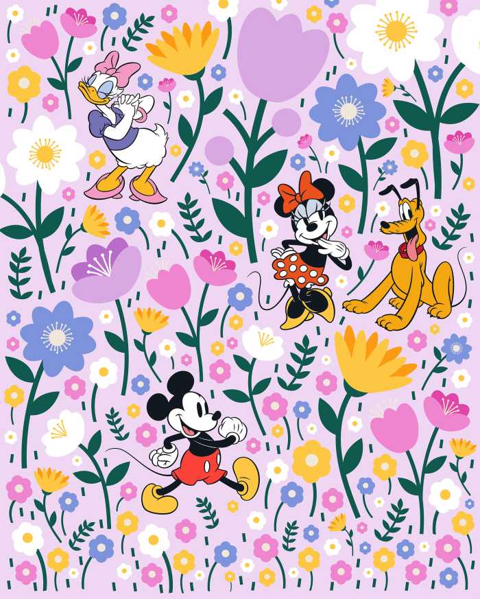 Digitaldrucktapete Disney Mickey Mouse and Minnie Mouse Botanical Spring
