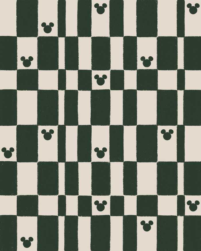 Digitaldrucktapete Disney Mickey Mouse Green Chess