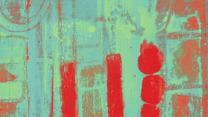 Digitaldrucktapete Stems Blooming lightpetrol-red
