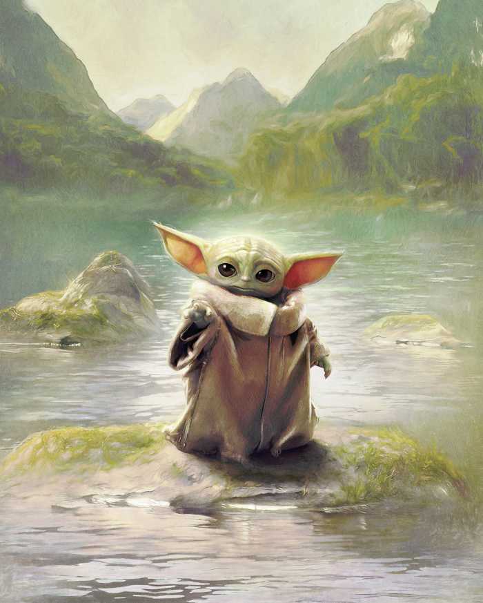 Digitaldrucktapete Star Wars The Mandalorian Grogu Landscape