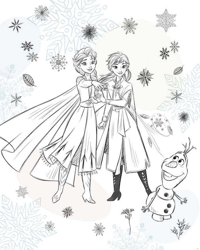 Digitaldrucktapete Disney Frozen Sketch Sisters