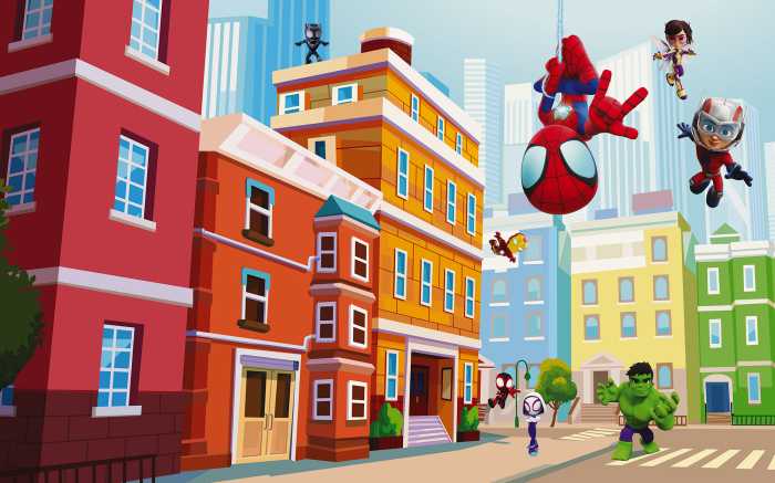 Digitaldrucktapete Marvel Spidey and His Amazing Friends City