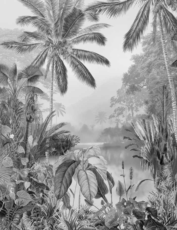 Digitaldrucktapete Lac Tropical Black & White