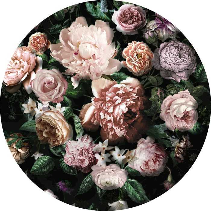 Selbstklebende runde Fototapete auf Vlies Flower Couture