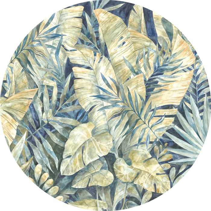 Selbstklebende runde Fototapete auf Vlies Feuilles Tropicales