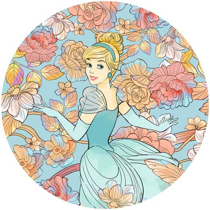 Selbstklebende runde Fototapete auf Vlies Cinderella Pastel Dreams