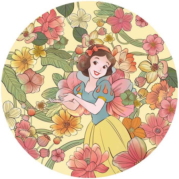 Selbstklebende runde Fototapete auf Vlies Snow White Endless Summer