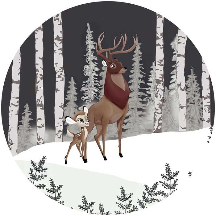 Selbstklebende runde Fototapete auf Vlies Bambi Great Prince