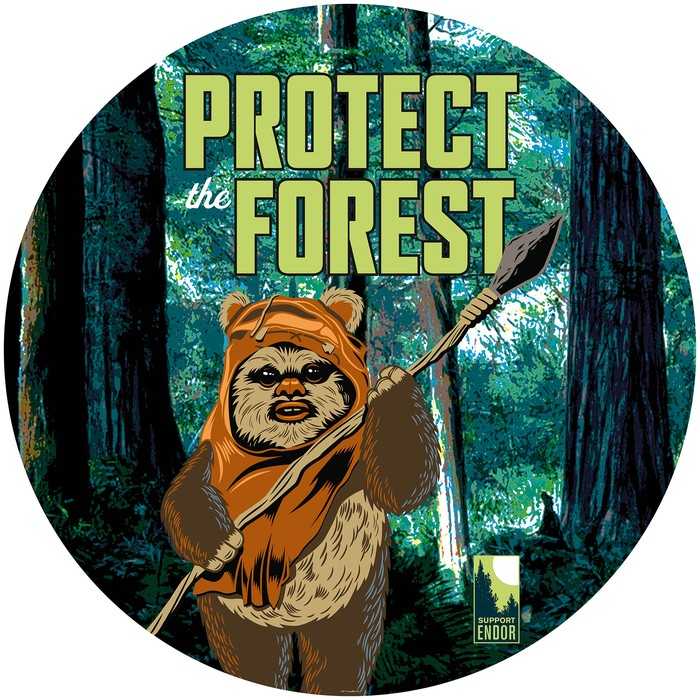 Selbstklebende runde Fototapete auf Vlies Star Wars Protect the Forest