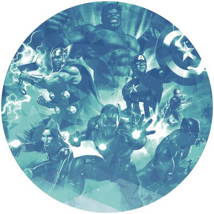 Selbstklebende runde Fototapete auf Vlies Avengers Blue Power