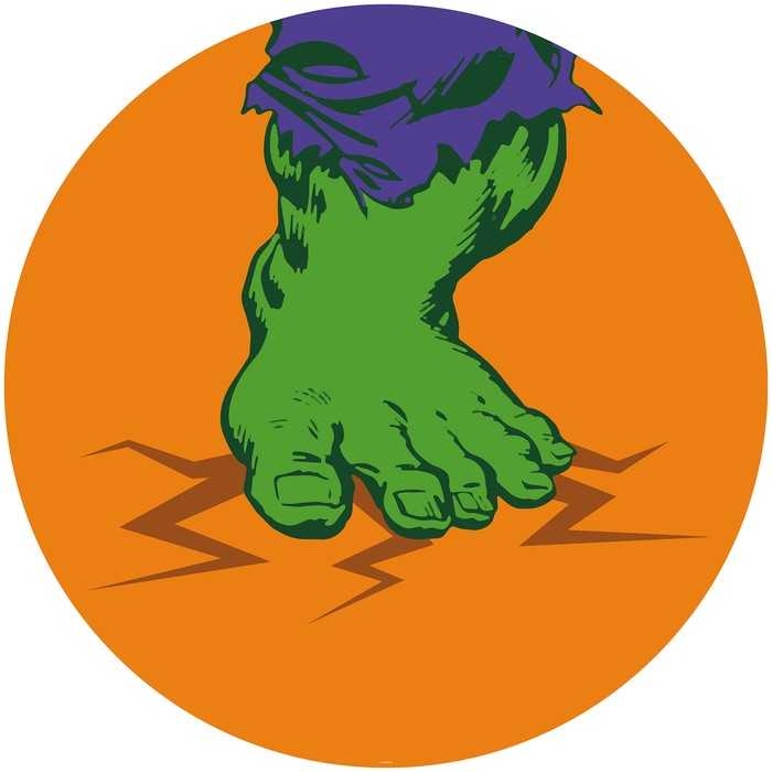 Selbstklebende runde Fototapete auf Vlies Avengers Hulk's Foot Pop Art
