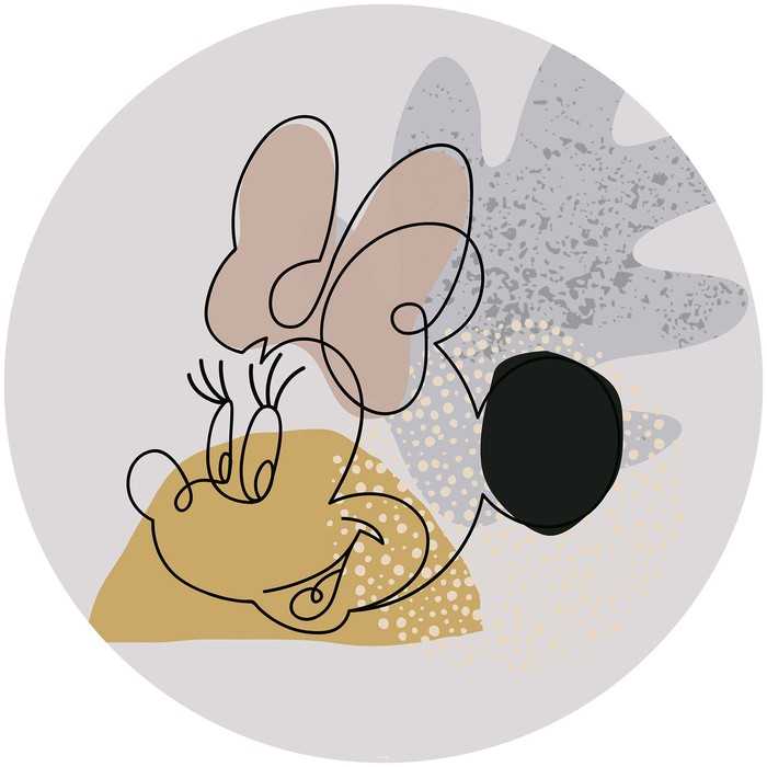 Selbstklebende runde Fototapete auf Vlies Minnie Line Art