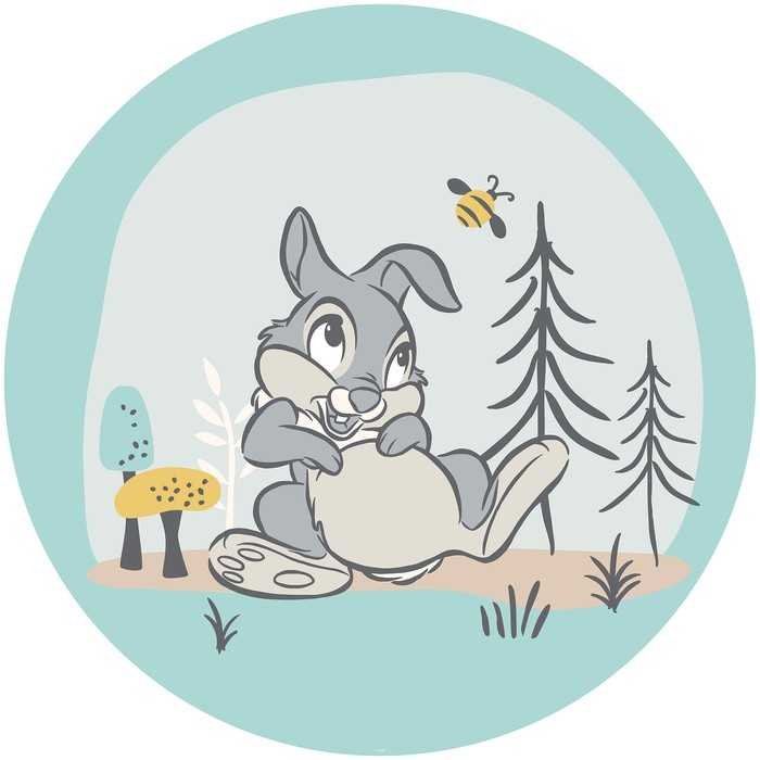 Selbstklebende runde Fototapete auf Vlies Bambi Thumper