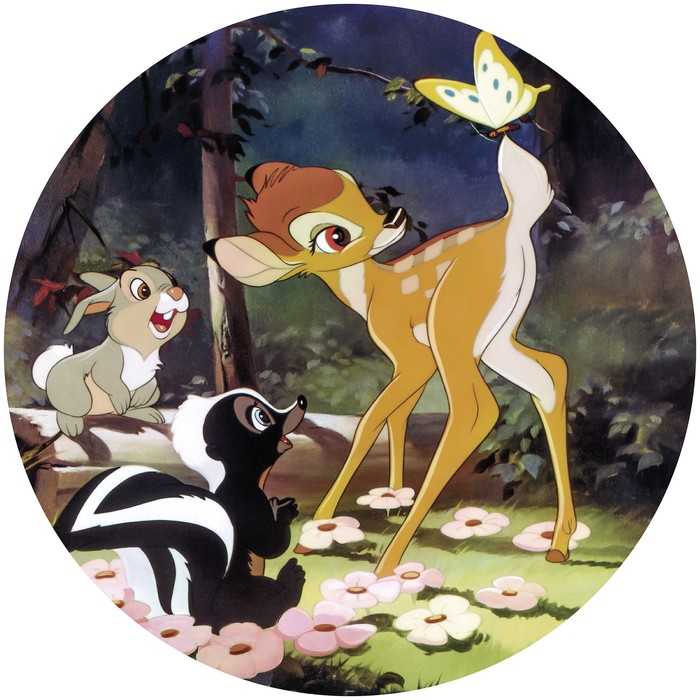Selbstklebende runde Fototapete auf Vlies Bambi Butterfly