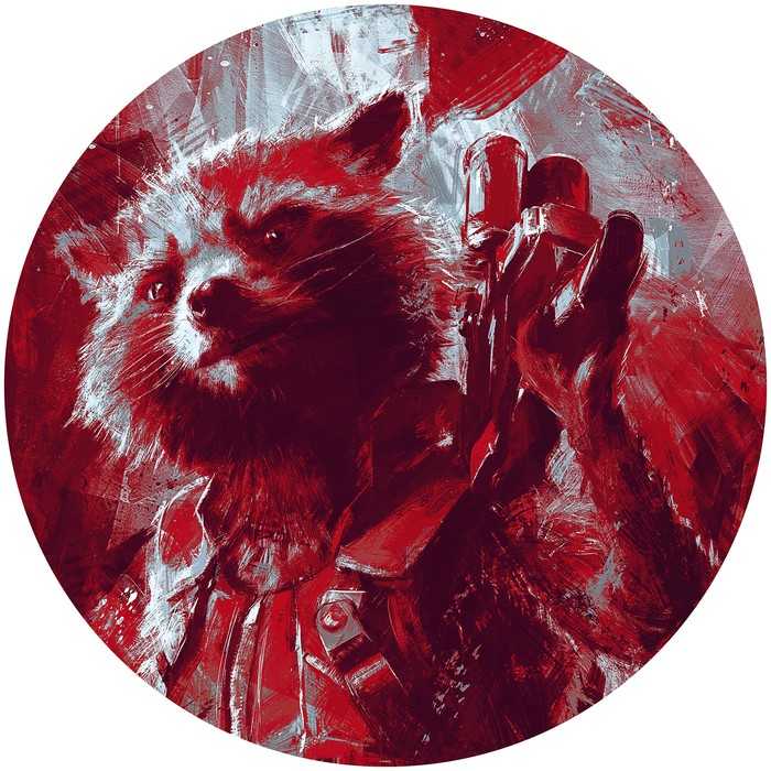 Selbstklebende runde Fototapete auf Vlies Avengers Painting Rocket Raccoon