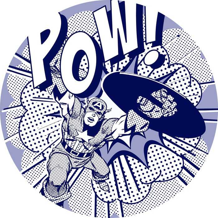 Selbstklebende runde Fototapete auf Vlies Captian America Pow