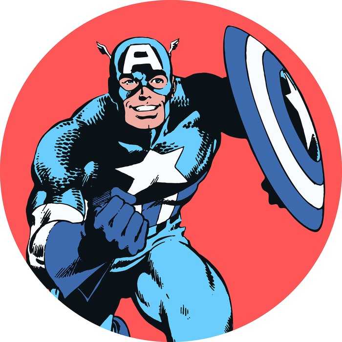 Selbstklebende runde Fototapete auf Vlies Marvel PowerUp Captain America