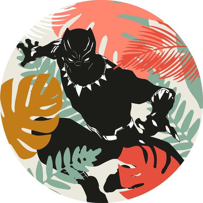 Selbstklebende runde Fototapete auf Vlies Winter Tropics Black Panther