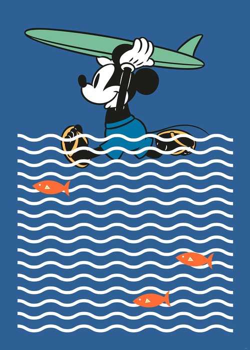 Standard Vlies Mickey gone Surfin'