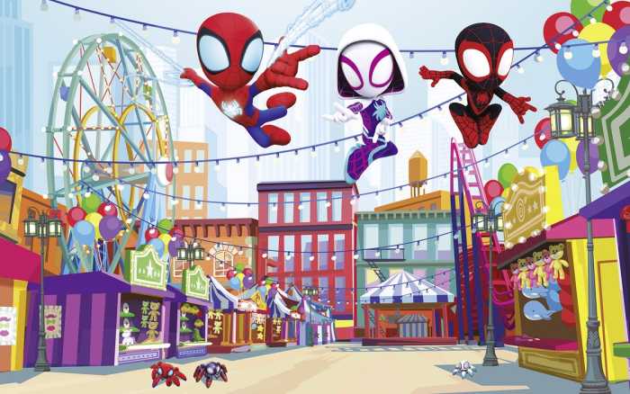 Standard Vlies Marvel Spidey And His Amazing Friends Theme Park
