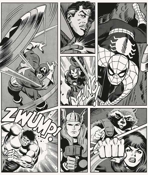 Vinyl Marvel Classic Comic Panel Monochrome