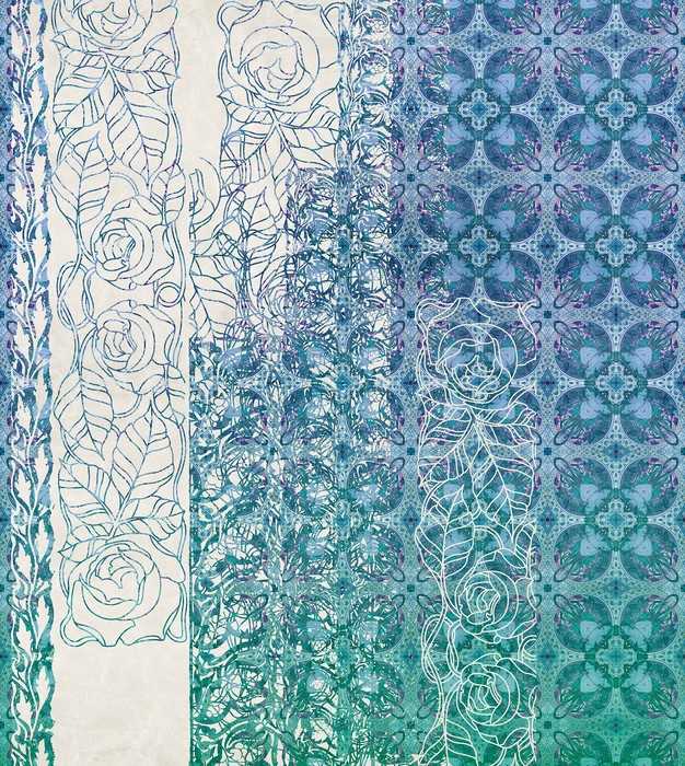 Standard Vlies Art Nouveau Bleu