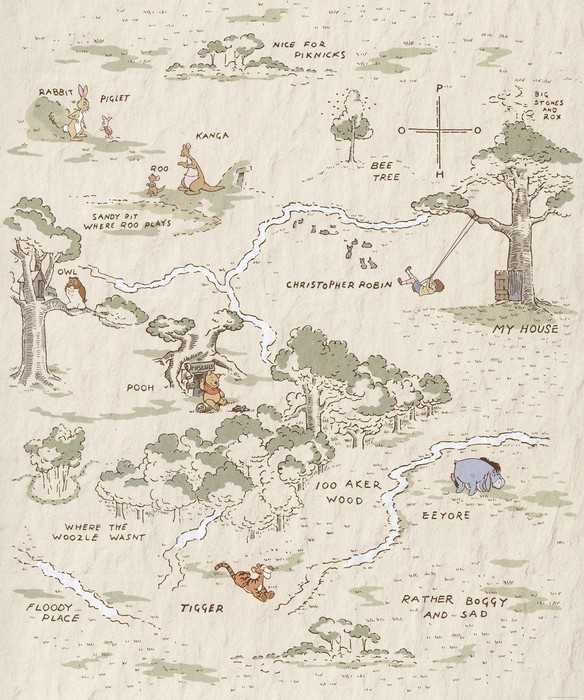 Standard Vlies Winnie the Pooh Map