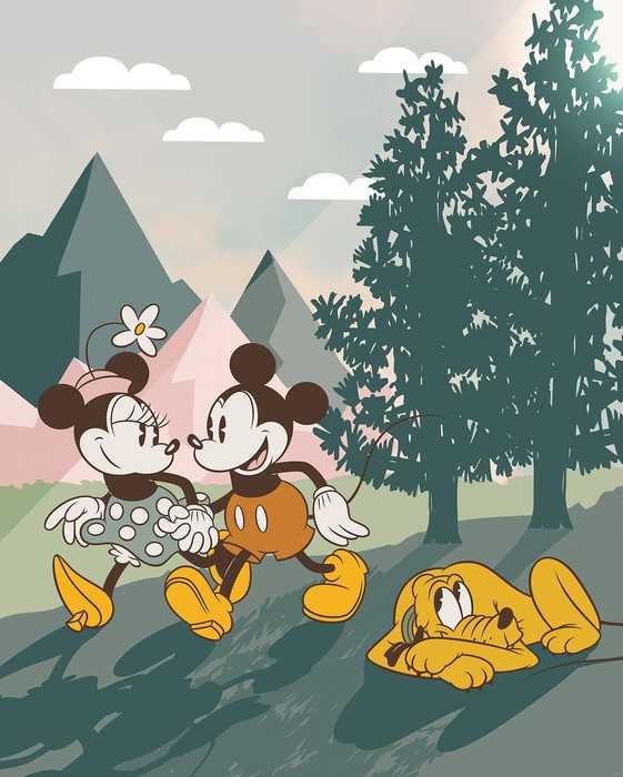 Standard Vlies Mickey & Minnie Embrace Nature